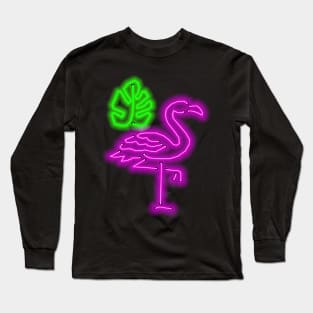 flamingo neon ligh Long Sleeve T-Shirt